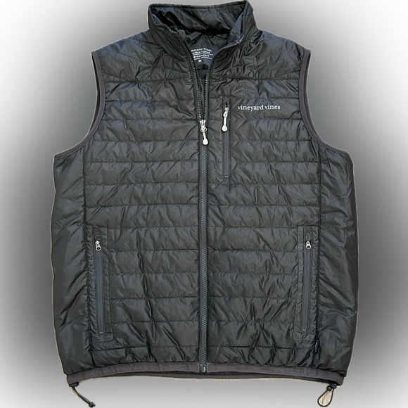 Vineyard Vines Men's Dark Black Packable Puffer Vest - Picture 1 of 7